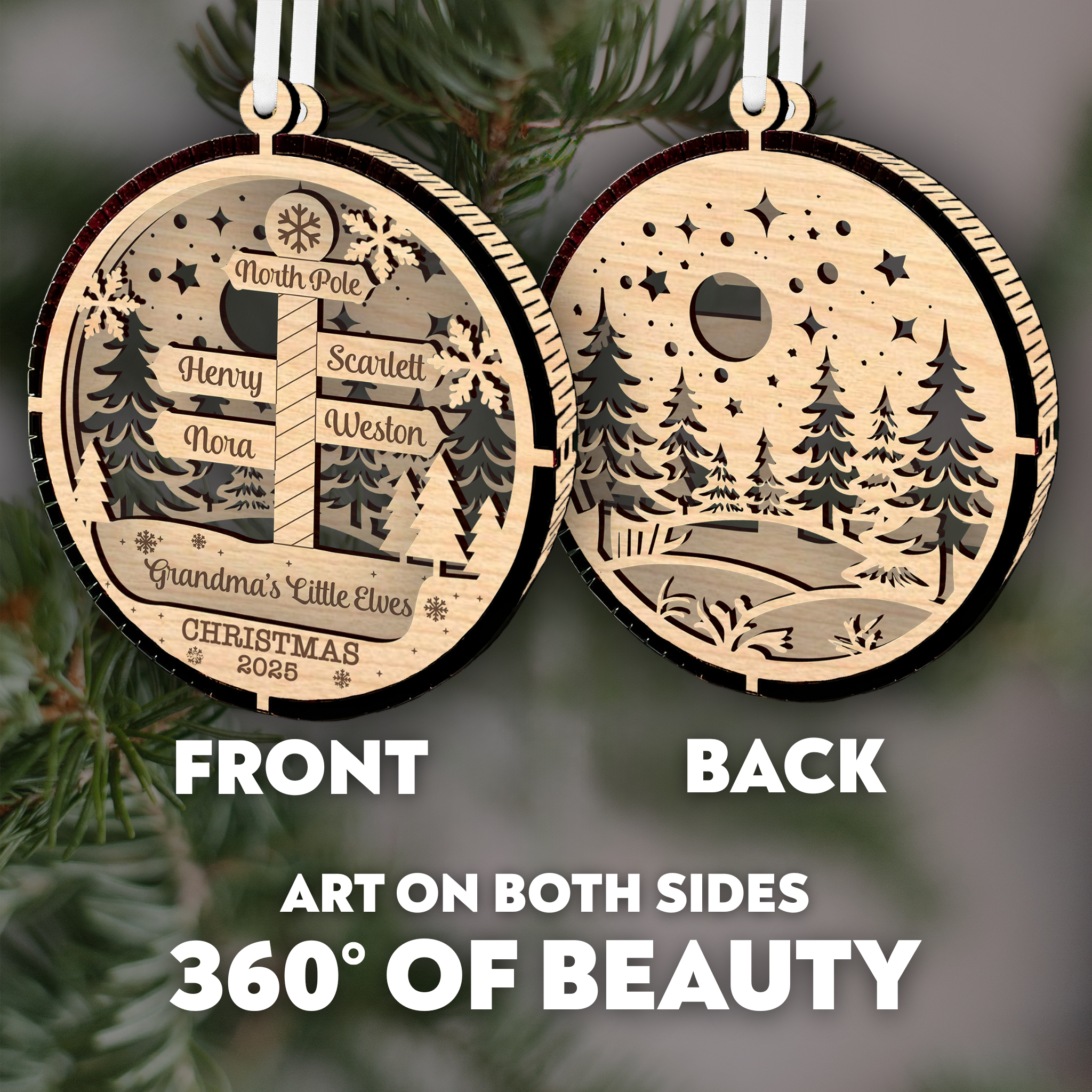 Grandmas Little Elves North Pole Ornament