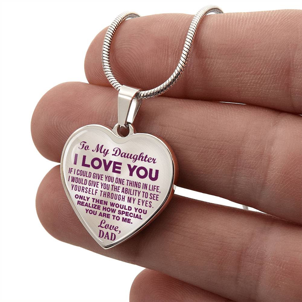 To My Daughter - I Love You Purple - Heart Necklace - PRICE INCLUDES FREE SHIPPING