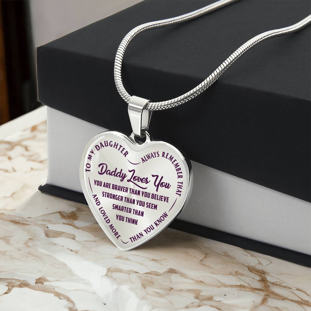To My Daughter - Daddy Loves You Purple - Heart Necklace - PRICE INCLUDES FREE SHIPPING