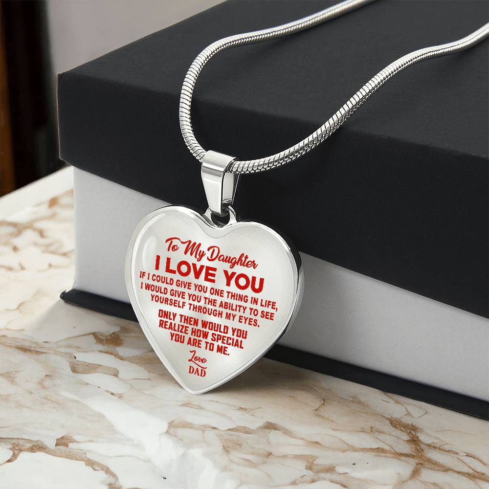 To My Daughter - I Love You Red- Heart Necklace - PRICE INCLUDES FREE SHIPPING