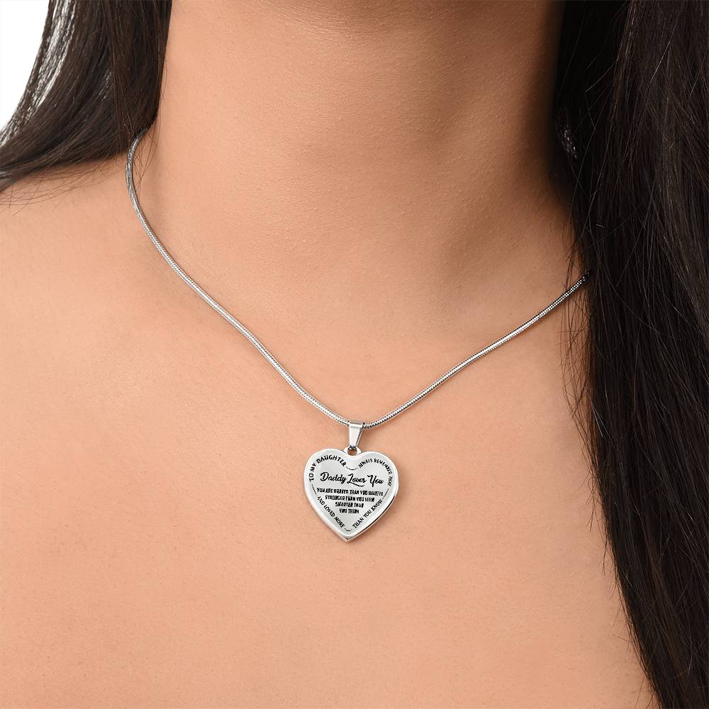 To My Daughter - Daddy Loves You - Heart Necklace - PRICE INCLUDES FREE SHIPPING