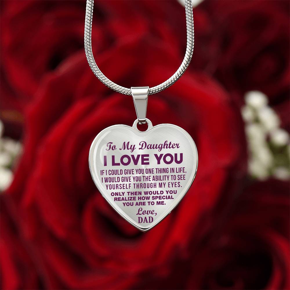 To My Daughter - I Love You Purple - Heart Necklace - PRICE INCLUDES FREE SHIPPING