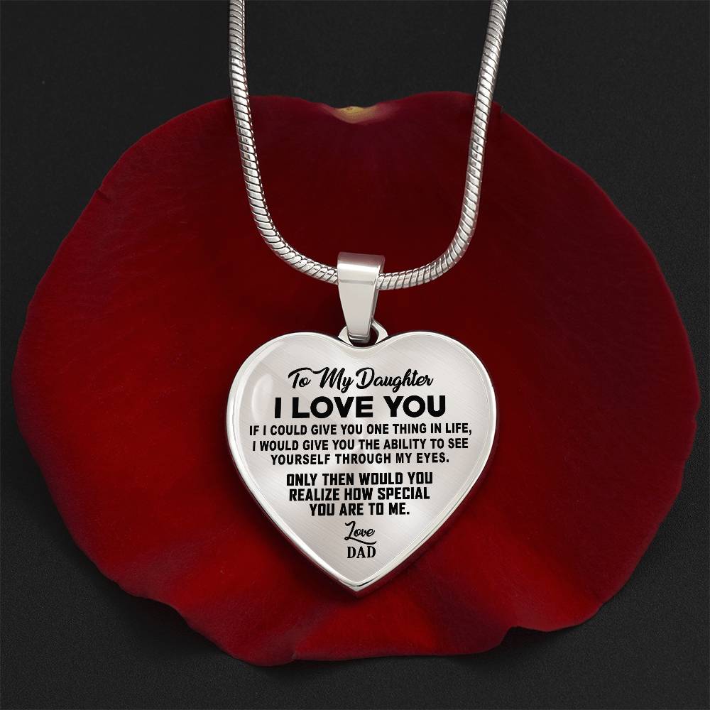 To My Daughter - I Love You - Heart Necklace - PRICE INCLUDES FREE SHIPPING