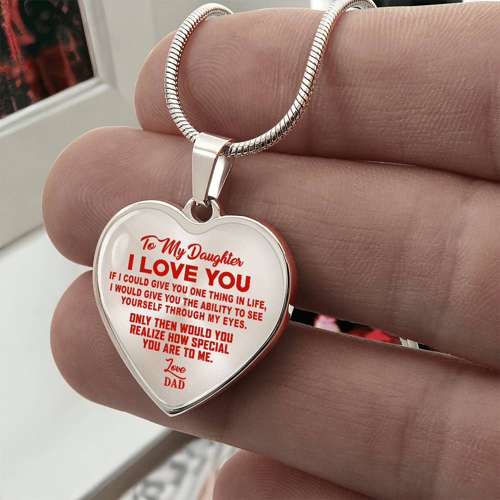 To My Daughter - I Love You Red- Heart Necklace - PRICE INCLUDES FREE SHIPPING