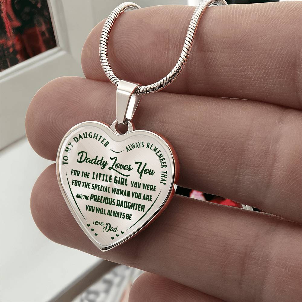 To My Daughter - Daddy Loves You - Heart Necklace - PRICE INCLUDES FREE SHIPPING