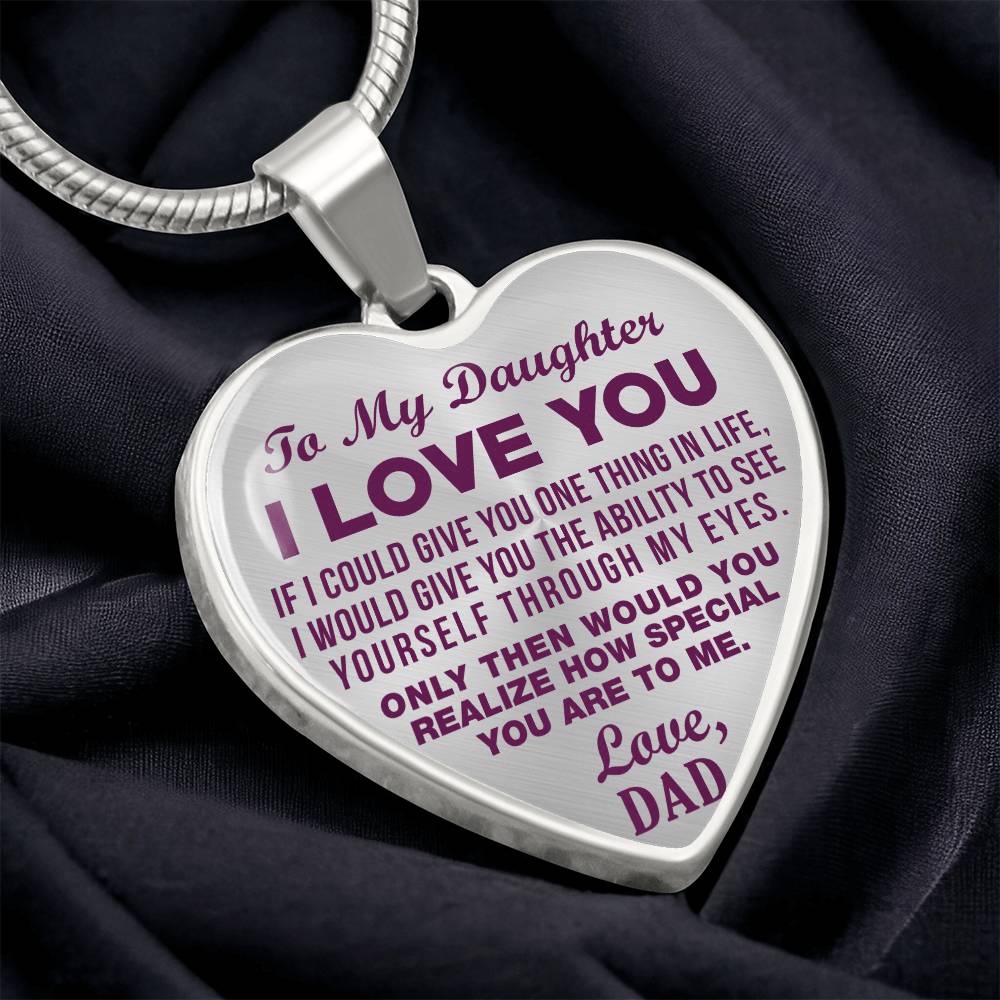 To My Daughter - I Love You Purple - Heart Necklace - PRICE INCLUDES FREE SHIPPING