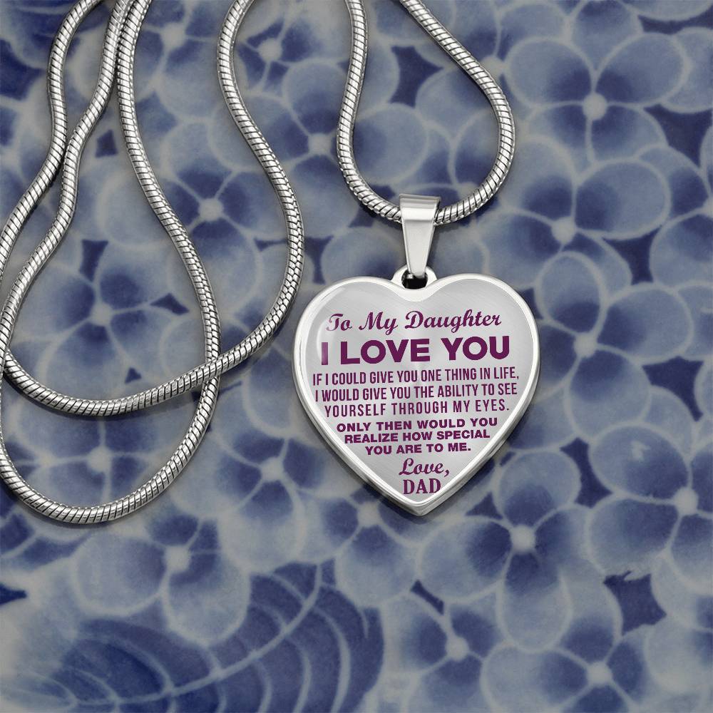 To My Daughter - I Love You Purple - Heart Necklace - PRICE INCLUDES FREE SHIPPING