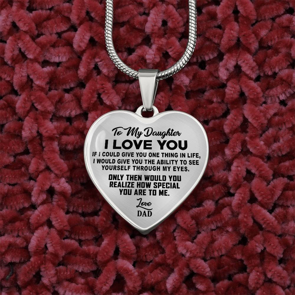 To My Daughter - I Love You - Heart Necklace - PRICE INCLUDES FREE SHIPPING