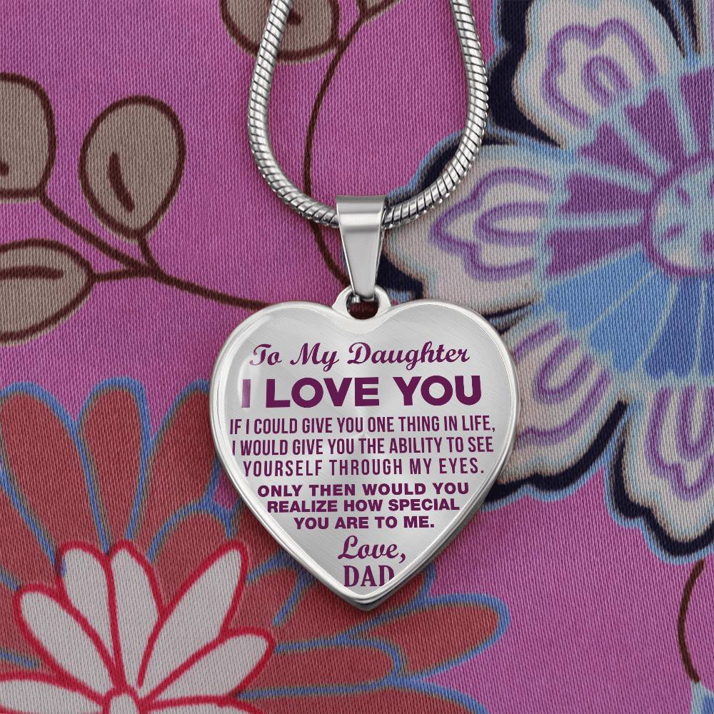 To My Daughter - I Love You Purple - Heart Necklace - PRICE INCLUDES FREE SHIPPING