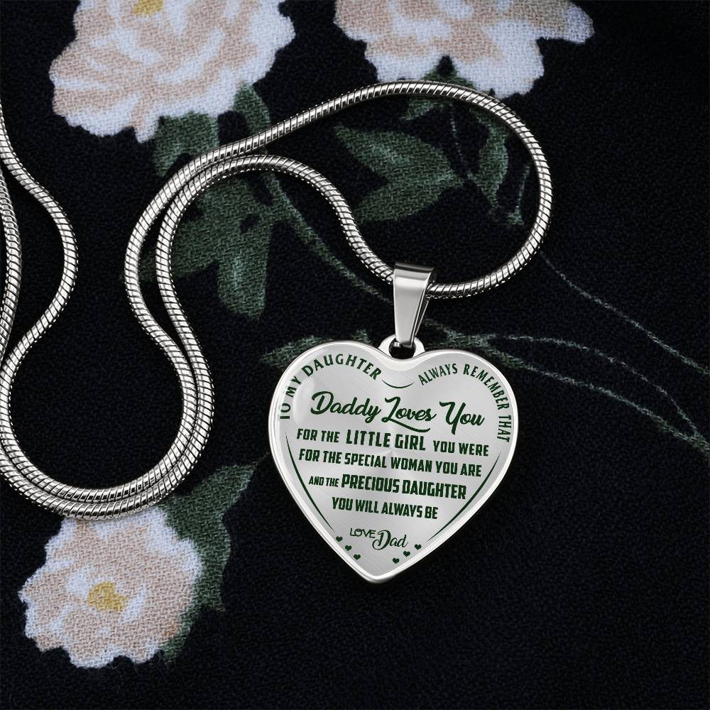 To My Daughter - Daddy Loves You - Heart Necklace - PRICE INCLUDES FREE SHIPPING