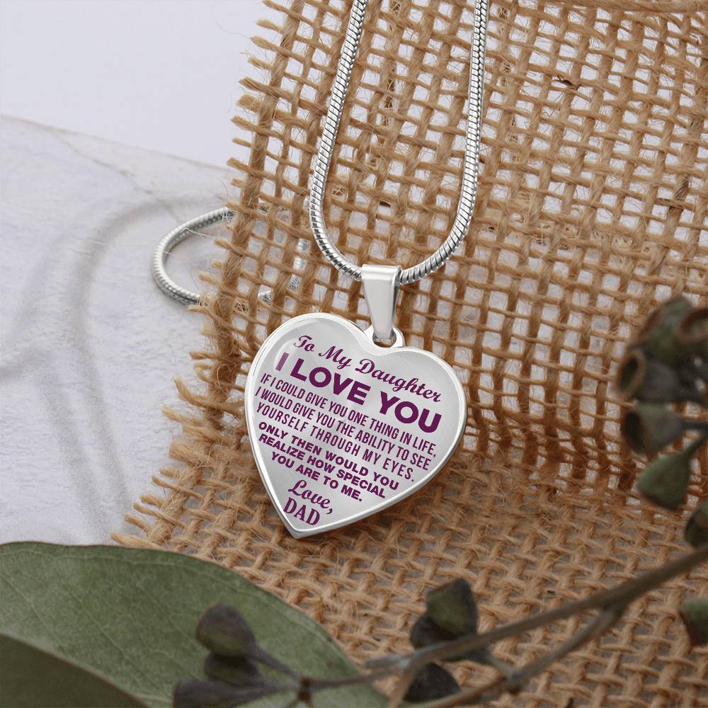 To My Daughter - I Love You Purple - Heart Necklace - PRICE INCLUDES FREE SHIPPING
