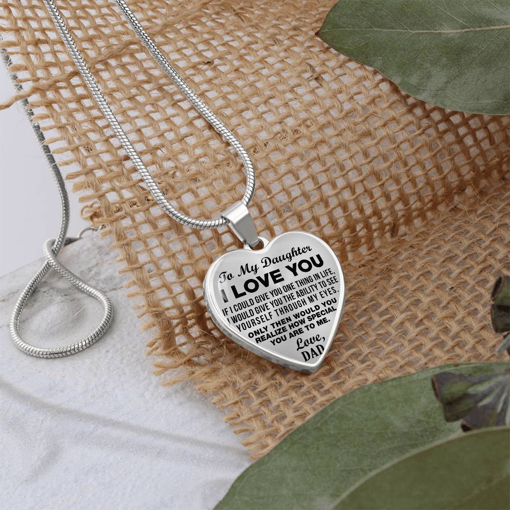 To My Daughter - I Love You - Heart Necklace - PRICE INCLUDES FREE SHIPPING