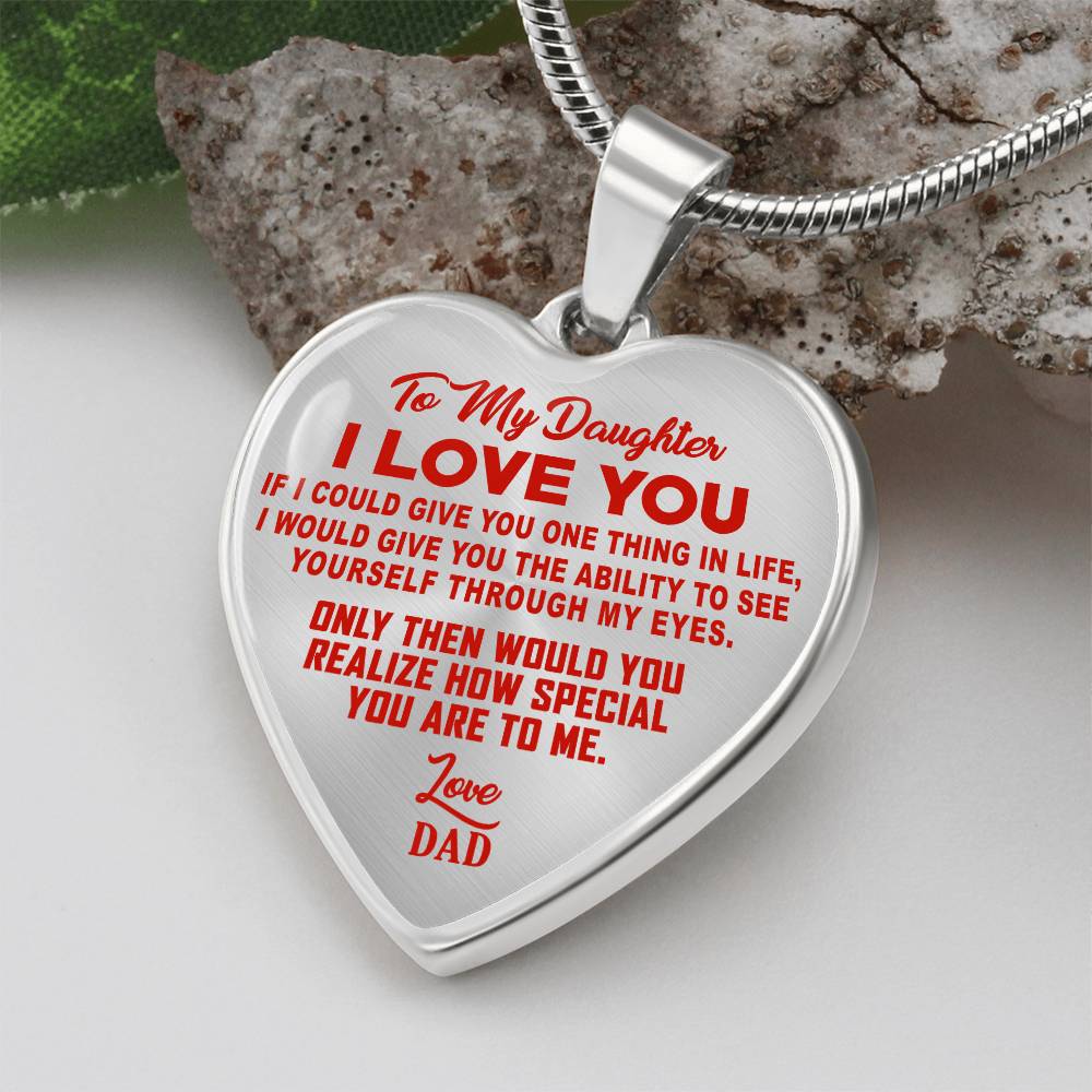 To My Daughter - I Love You Red- Heart Necklace - PRICE INCLUDES FREE SHIPPING