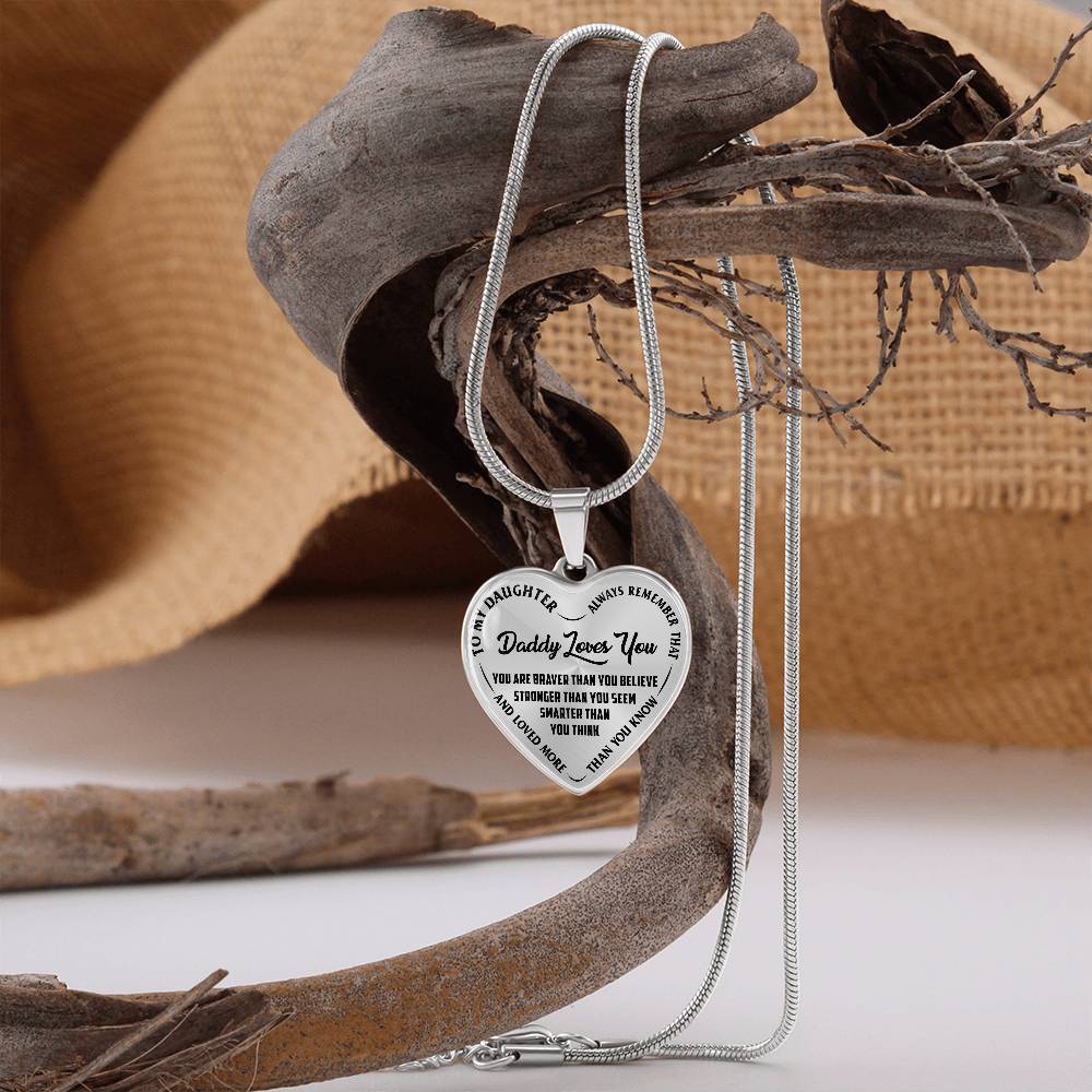 To My Daughter - Daddy Loves You - Heart Necklace - PRICE INCLUDES FREE SHIPPING