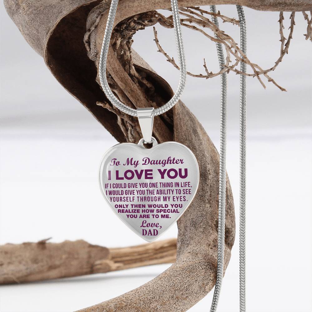 To My Daughter - I Love You Purple - Heart Necklace - PRICE INCLUDES FREE SHIPPING