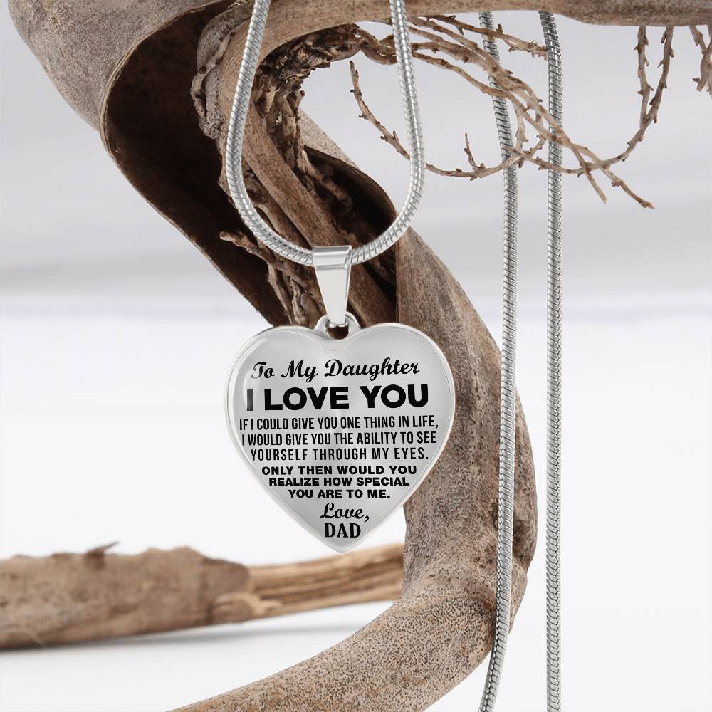 To My Daughter - I Love You - Heart Necklace - PRICE INCLUDES FREE SHIPPING