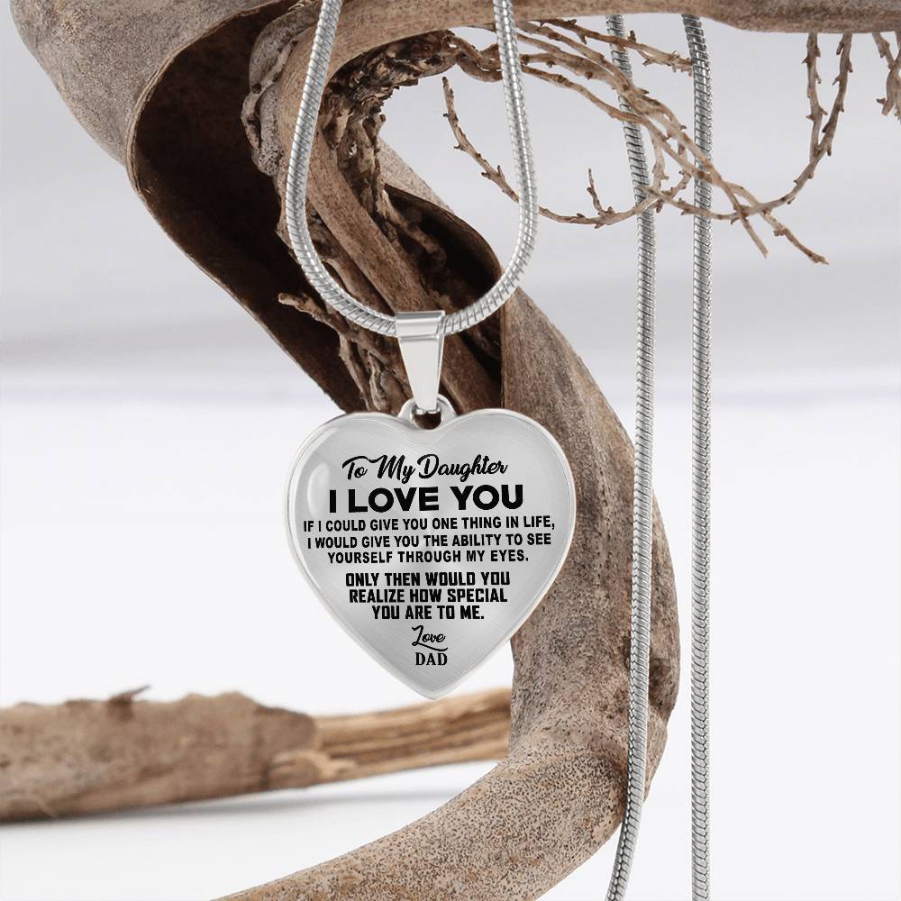 To My Daughter - I Love You - Heart Necklace - PRICE INCLUDES FREE SHIPPING