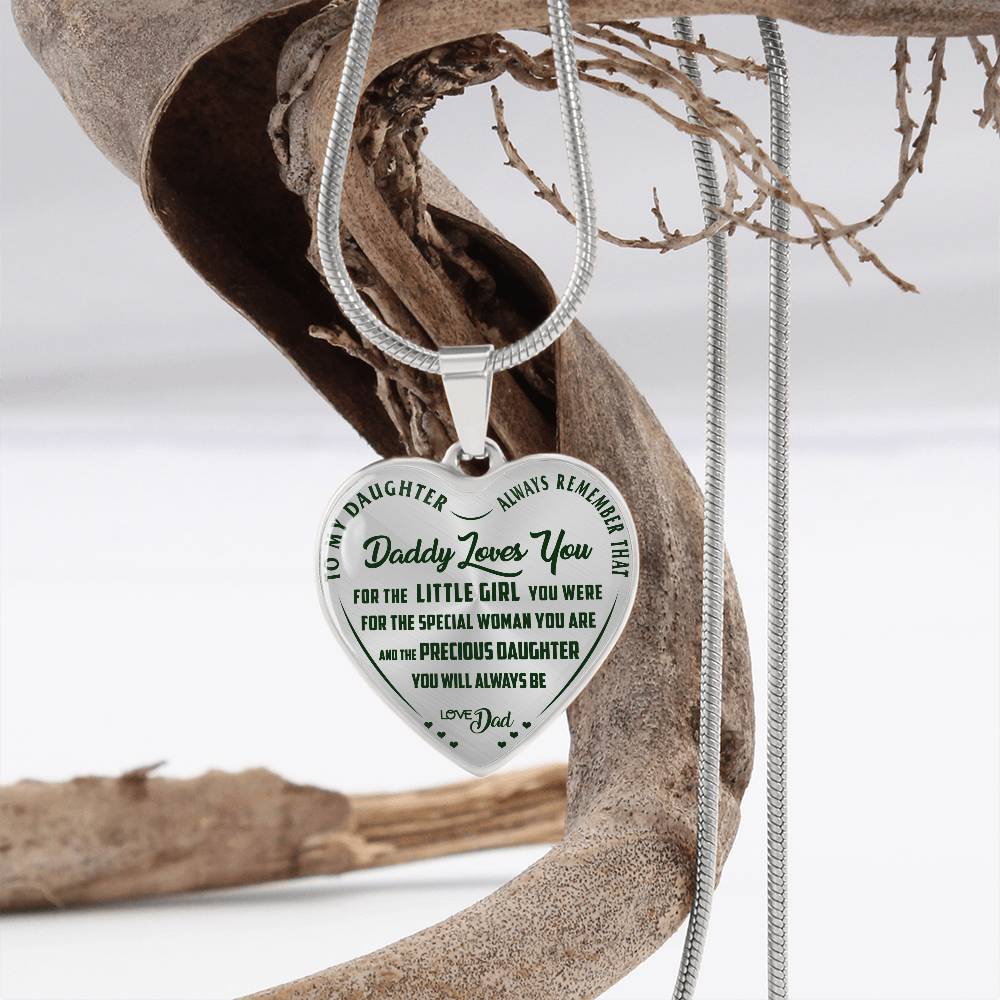 To My Daughter - Daddy Loves You - Heart Necklace - PRICE INCLUDES FREE SHIPPING