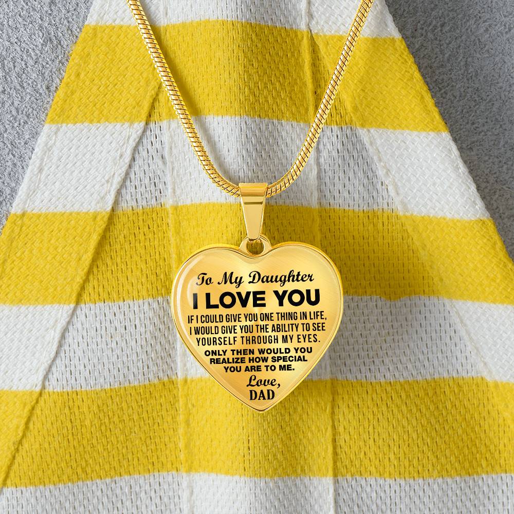 To My Daughter - I Love You - Heart Necklace - PRICE INCLUDES FREE SHIPPING