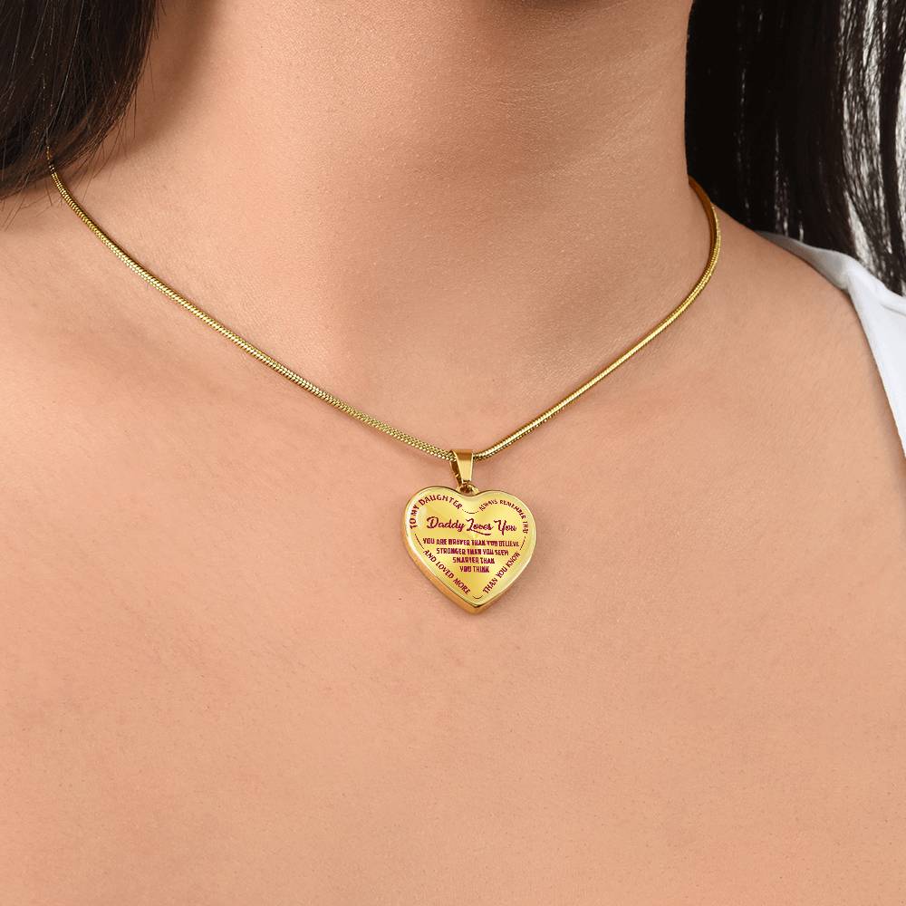 To My Daughter - Daddy Loves You Pink- Heart Necklace - PRICE INCLUDES FREE SHIPPING