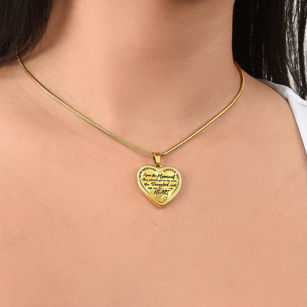 To My Daughter - You Snuggled Right Into My Heart - Heart Necklace - PRICE INCLUDES FREE SHIPPING