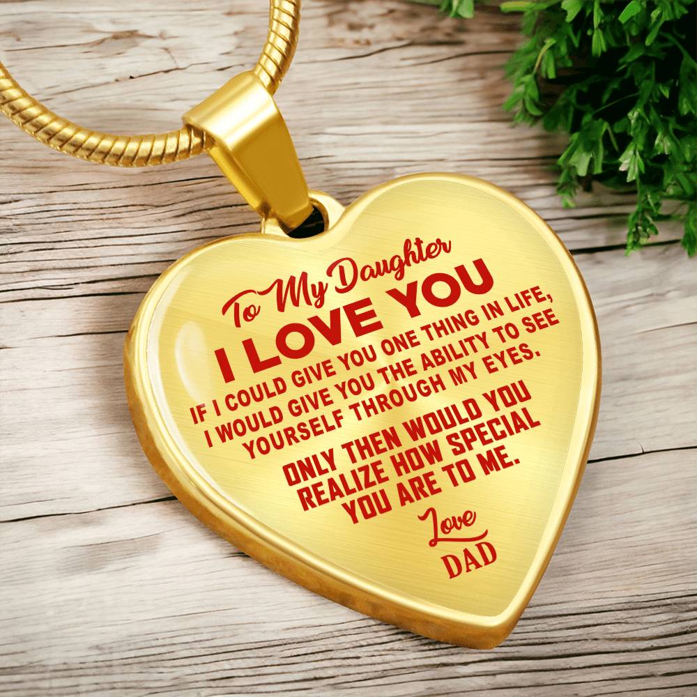 To My Daughter - I Love You Red- Heart Necklace - PRICE INCLUDES FREE SHIPPING