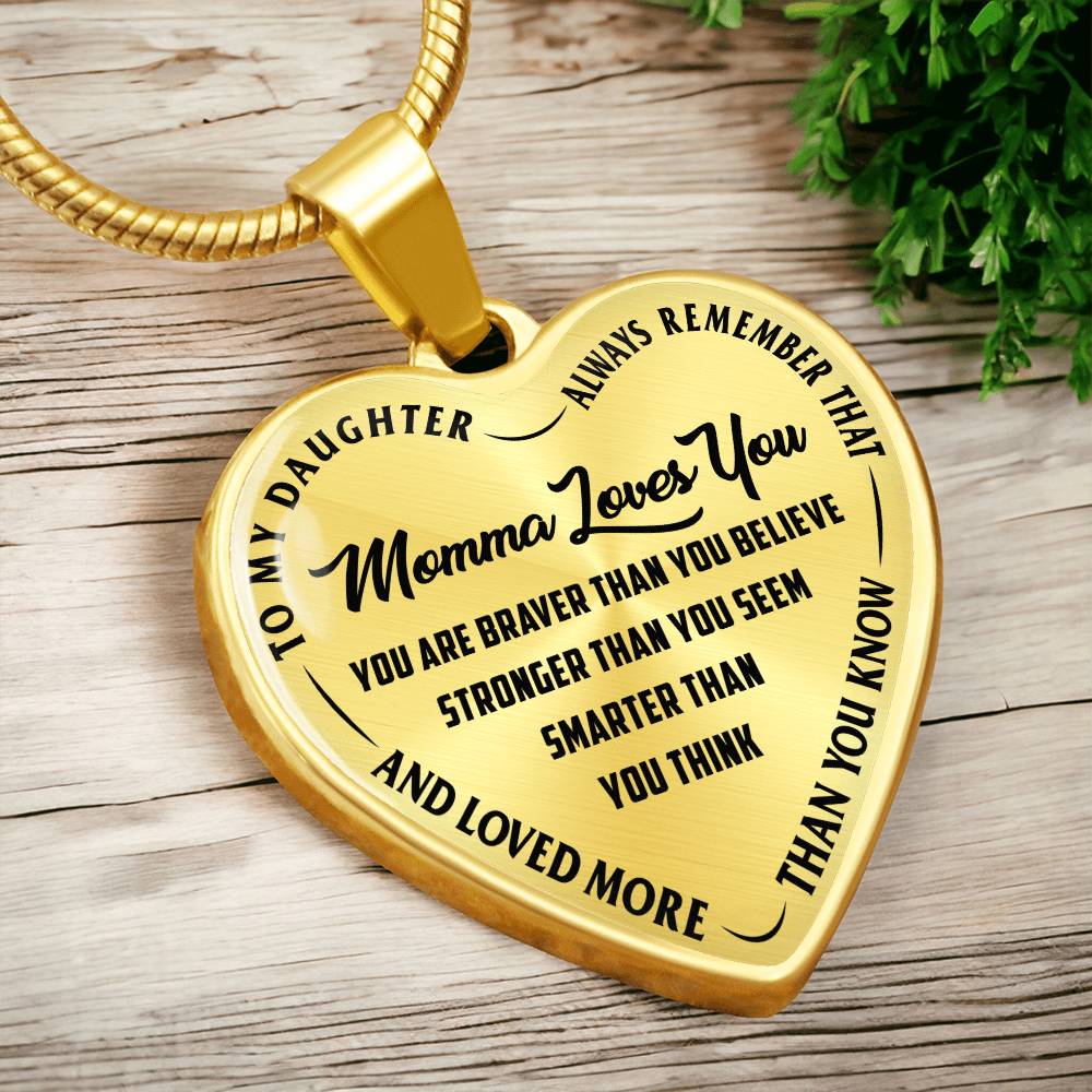 To My Daughter - Always Remember That Momma Loves You - Heart Necklace - PRICE INCLUDES FREE SHIPPING