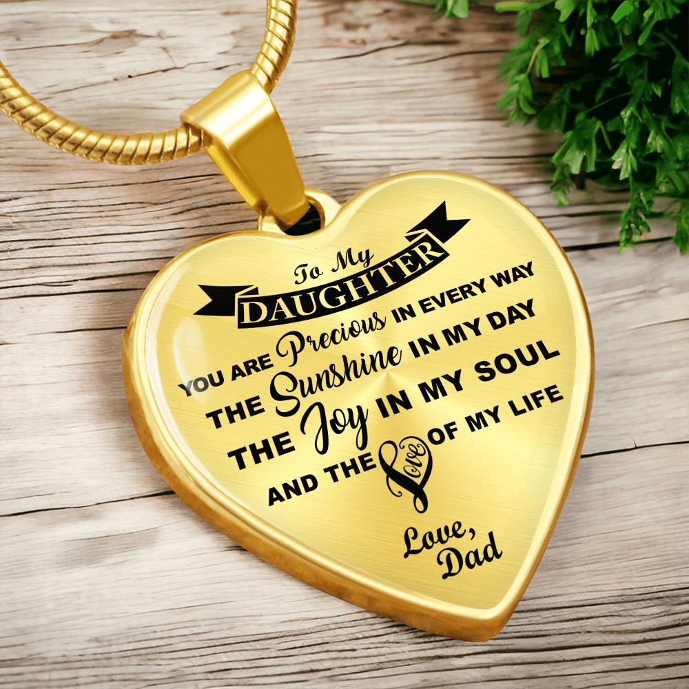 To My Daughter - You Are Precious - Heart Necklace - PRICE INCLUDES FREE SHIPPING