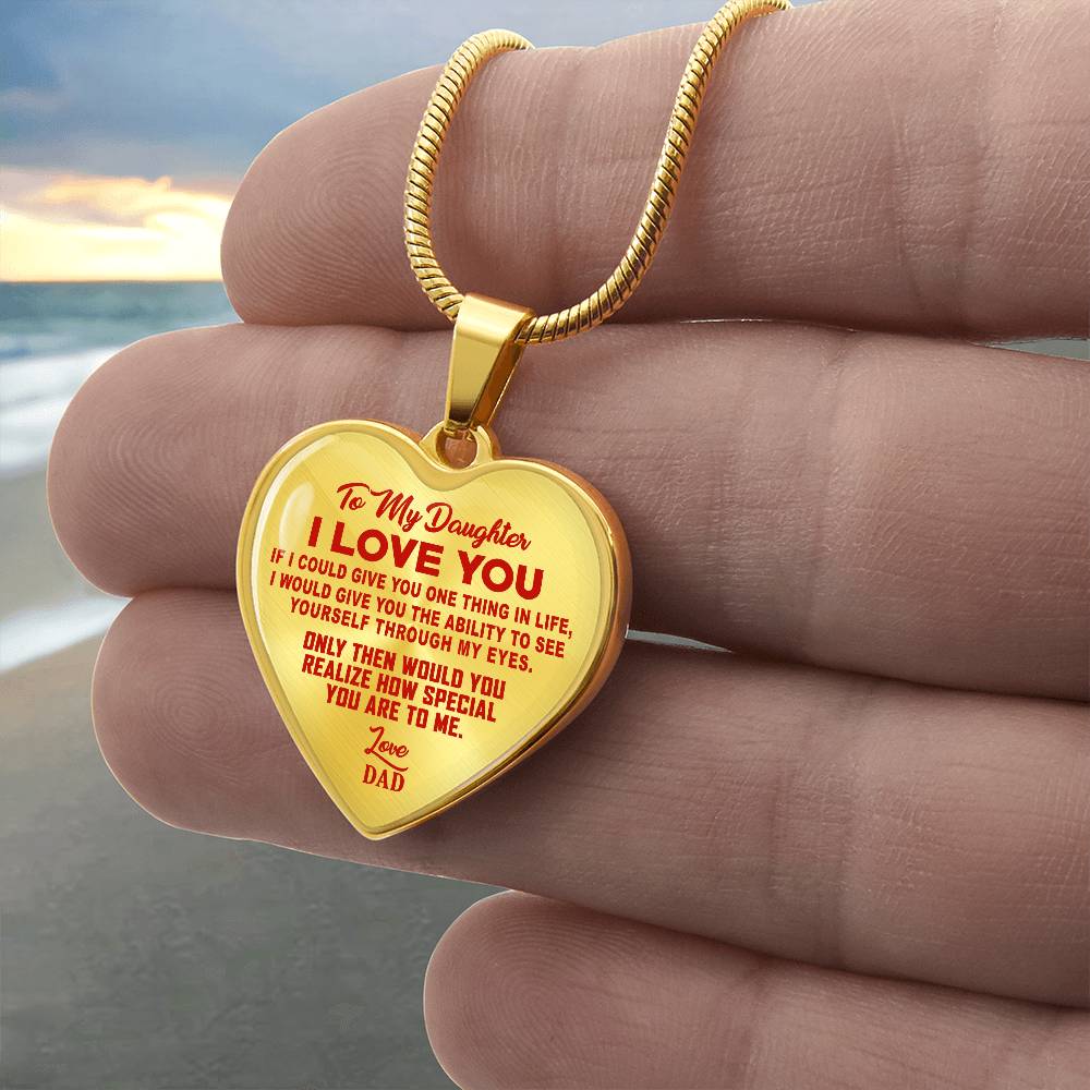 To My Daughter - I Love You Red- Heart Necklace - PRICE INCLUDES FREE SHIPPING