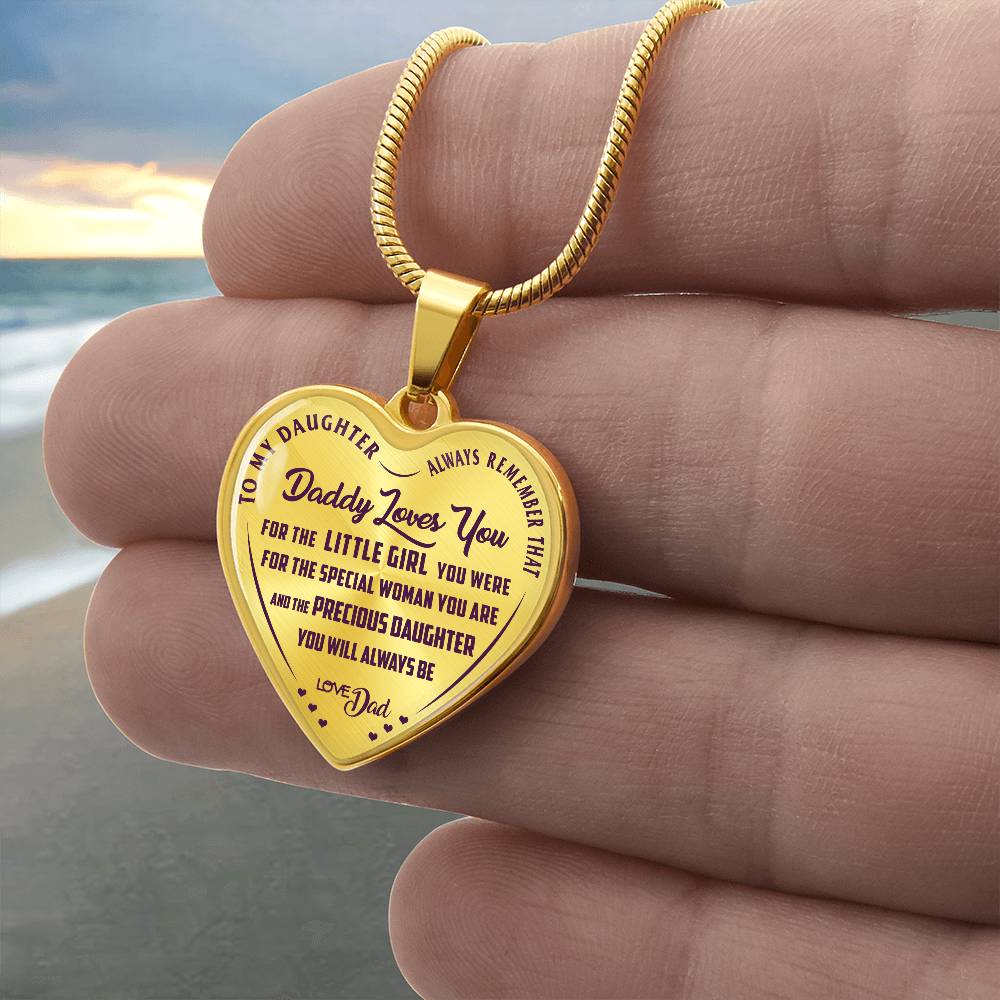 To My Daughter - Daddy Loves You - Heart Necklace - PRICE INCLUDES FREE SHIPPING