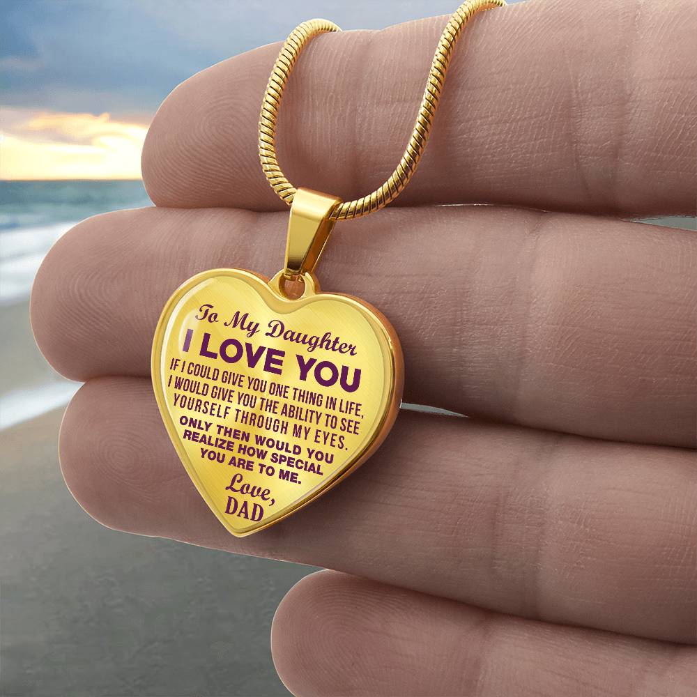 To My Daughter - I Love You Purple - Heart Necklace - PRICE INCLUDES FREE SHIPPING