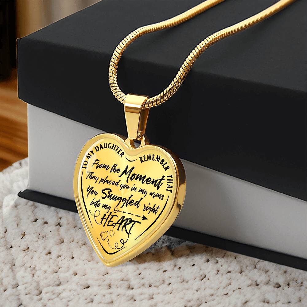 To My Daughter - You Snuggled Right Into My Heart - Heart Necklace - PRICE INCLUDES FREE SHIPPING