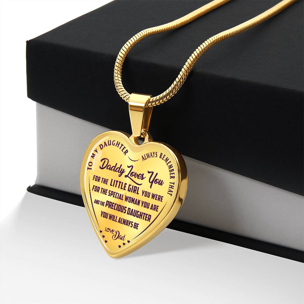 To My Daughter - Daddy Loves You - Heart Necklace - PRICE INCLUDES FREE SHIPPING