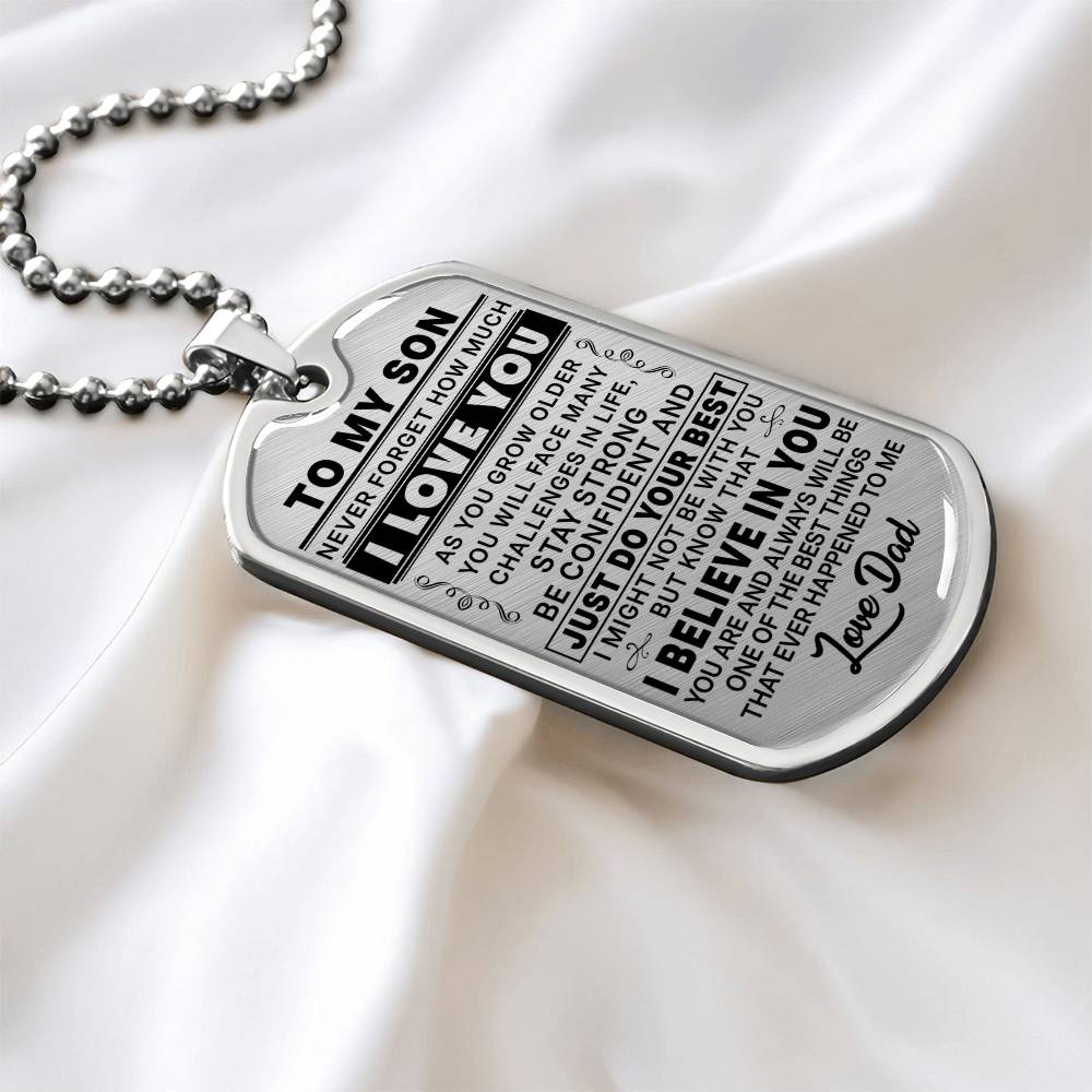 To My Son - Never Forget I Love You - Dog Tag Necklace