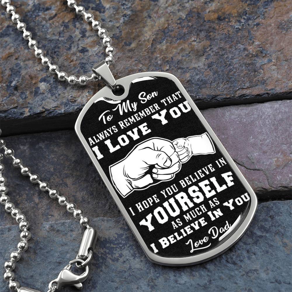 To My Daughter - Never Forget That I Love You - Fist Bump - Dog Tag Necklace