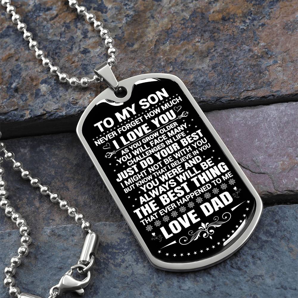 To My Son - Never Forget That I Love You - Dog Tag Necklace