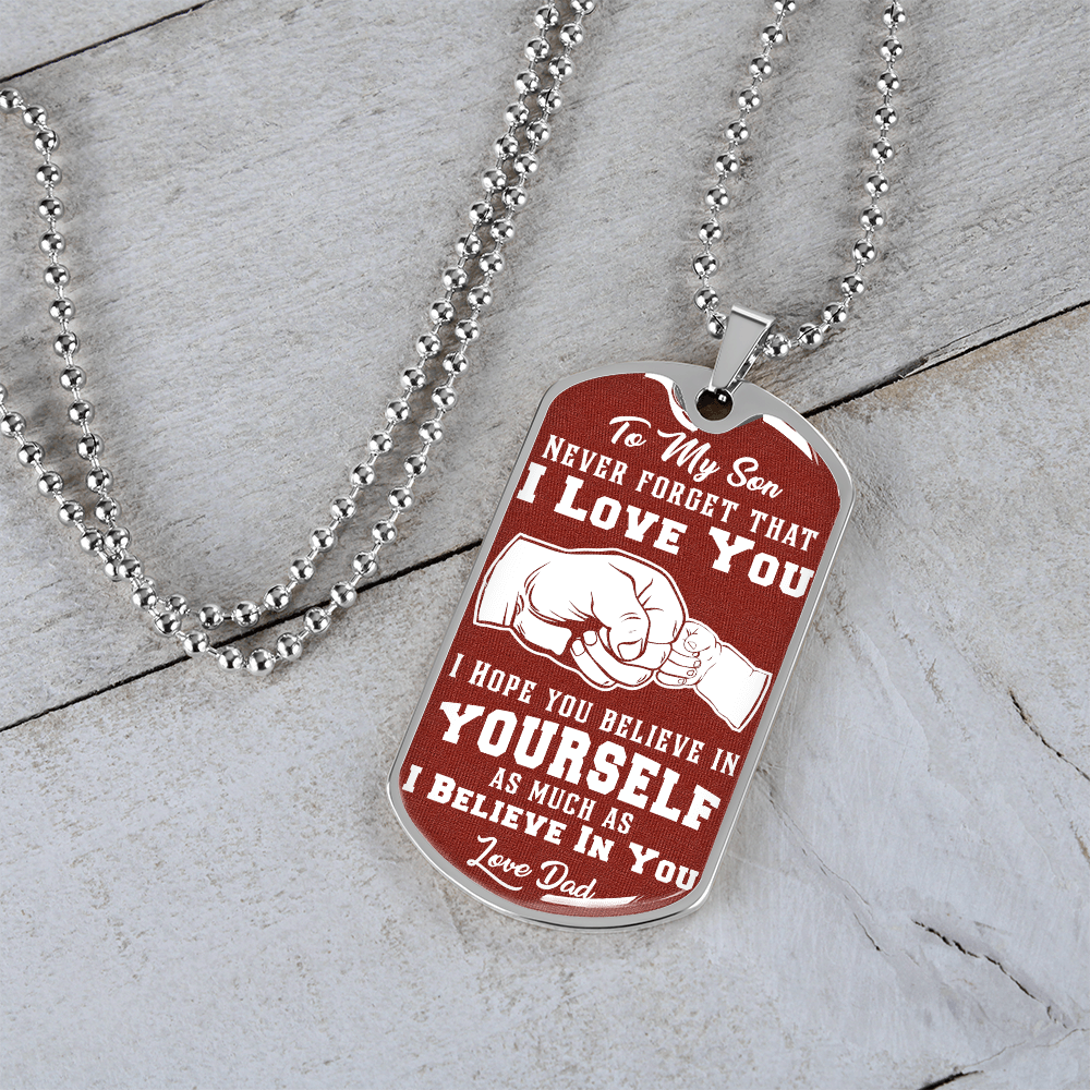 To My Son - I Love You - Love Dad - Red Dog Tag