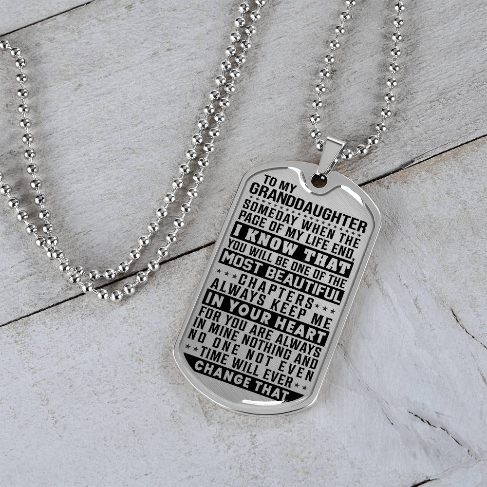To My Granddaughter - Always Keep Me In Your Heart - Dog Tag Necklace