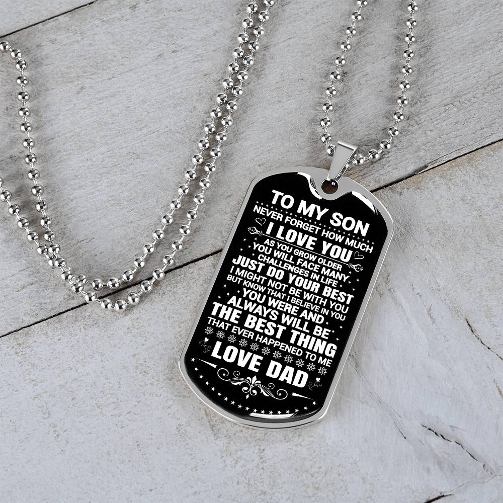 To My Son - Never Forget That I Love You - Dog Tag Necklace