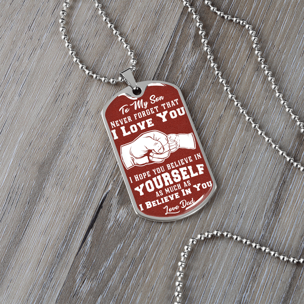 To My Son - I Love You - Love Dad - Red Dog Tag