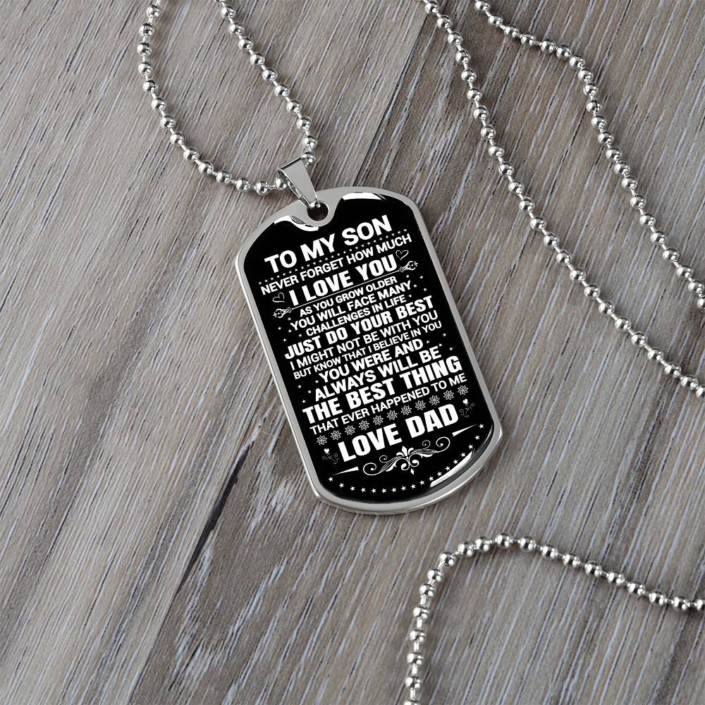 To My Son - Never Forget That I Love You - Dog Tag Necklace