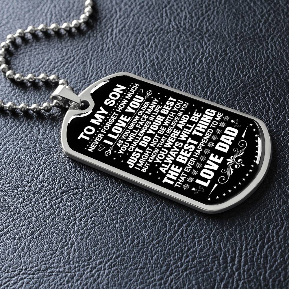 To My Son - Never Forget That I Love You - Dog Tag Necklace