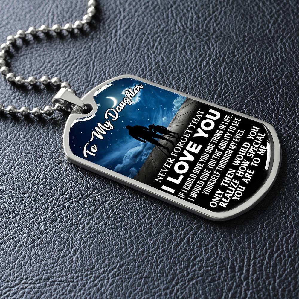 To My Daughter - Never Forget I Love You Stars - Dog Tag Necklace