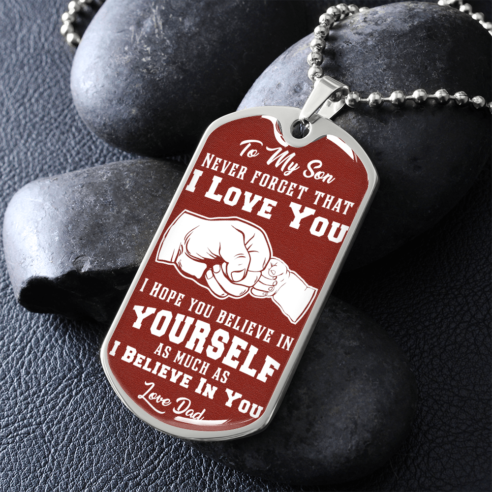To My Son - I Love You - Love Dad - Red Dog Tag