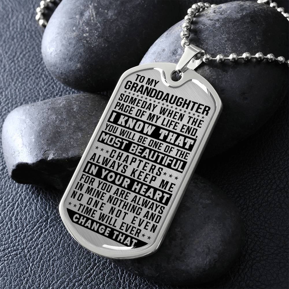 To My Granddaughter - Always Keep Me In Your Heart - Dog Tag Necklace