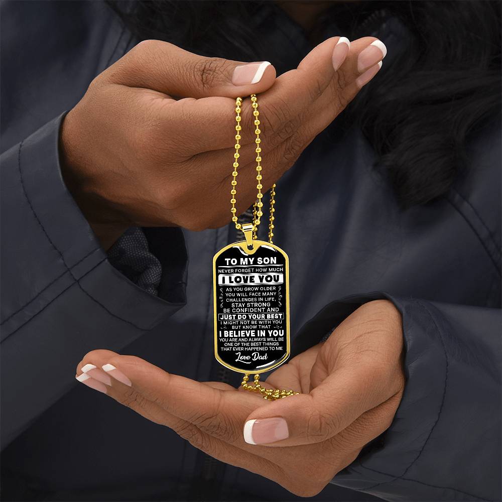 To My Son - Never Forget I Love You - Dog Tag Necklace