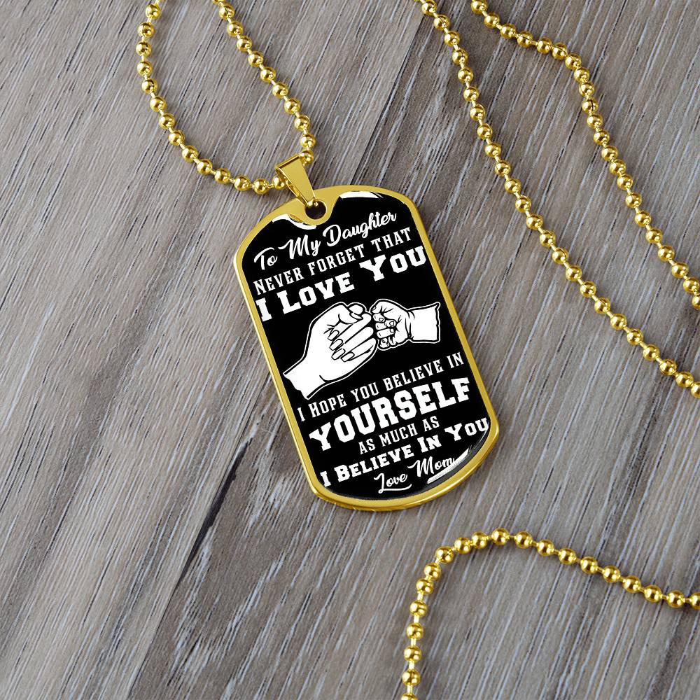 To My Son - Never Forget That I Love You - Fist Bump - Dog Tag Necklace