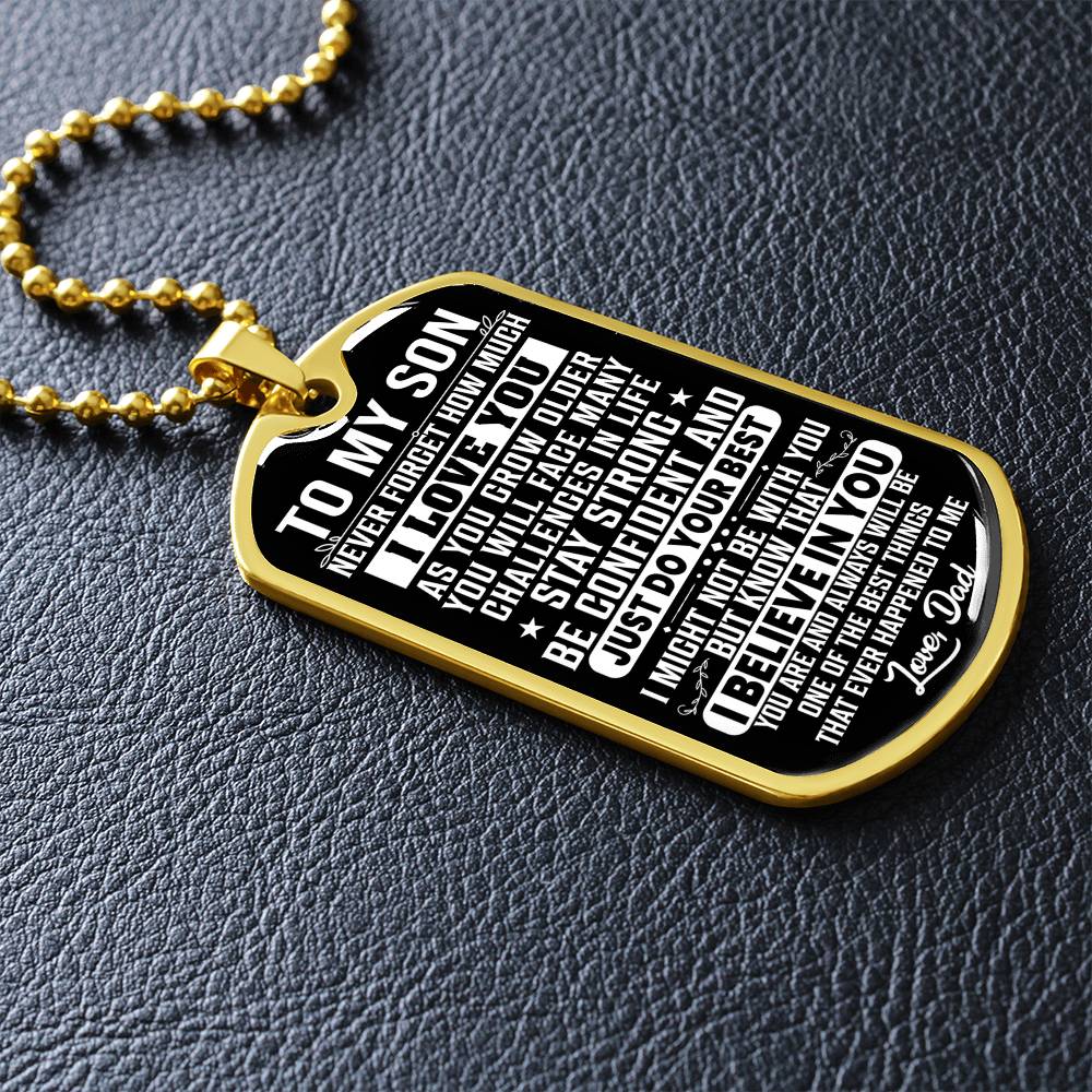To My Son - Never Forget I Love You - Dog Tag Necklace