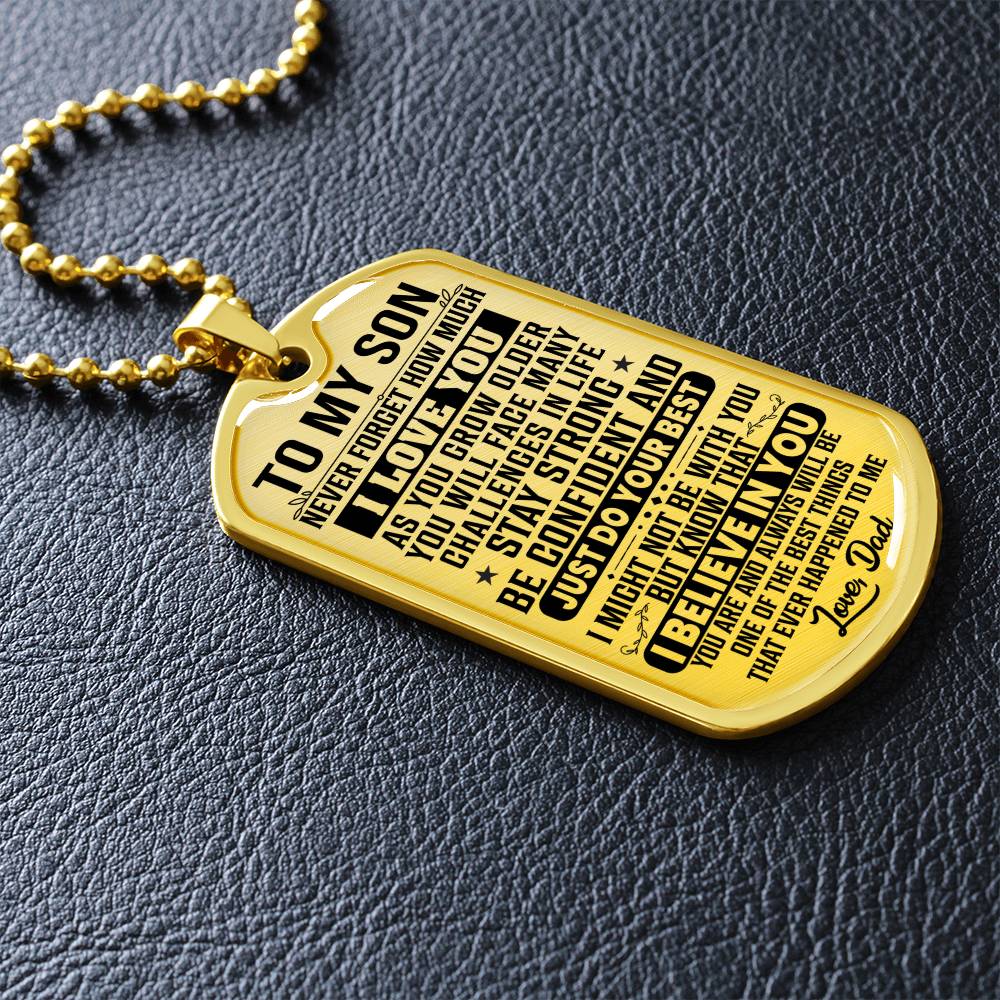 To My Son - Never Forget I Love You - Dog Tag Necklace