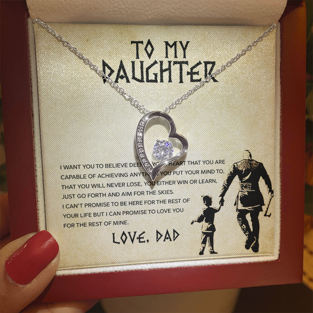 To My Daughter - You Can Achieve Anything - Forever Love Necklace - Message Box